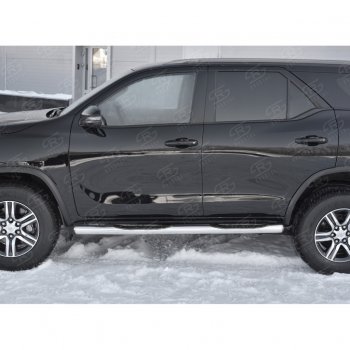 24 549 р. Пороги труба d76 с накладкой (v3) SLITKOFF  Toyota Fortuner  AN160 (2015-2025) дорестайлинг, рестайлинг  с доставкой в г. Пермь. Увеличить фотографию 2