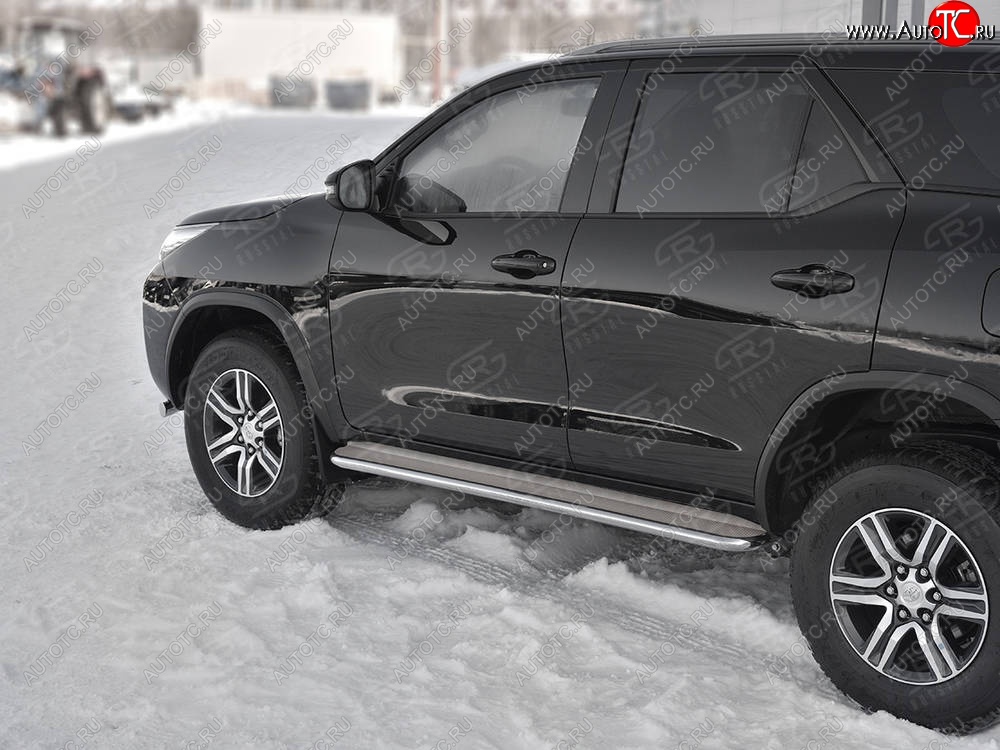 35 549 р. Пороги из трубы d42 с листом (Лист нерж, проф. нерж) SLITKOFF (вариант 3)  Toyota Fortuner  AN160 (2015-2025) дорестайлинг, рестайлинг  с доставкой в г. Пермь