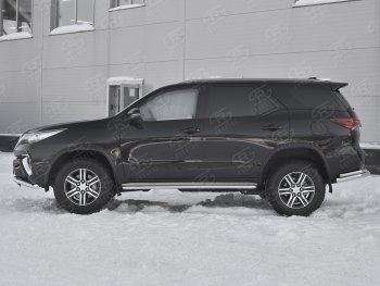 35 549 р. Пороги из трубы d42 с листом (Лист нерж, проф. нерж) SLITKOFF (вариант 3)  Toyota Fortuner  AN160 (2015-2025) дорестайлинг, рестайлинг  с доставкой в г. Пермь. Увеличить фотографию 3