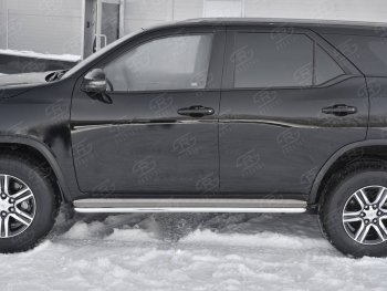 35 549 р. Пороги из трубы d42 с листом (Лист нерж, проф. нерж) SLITKOFF (вариант 3)  Toyota Fortuner  AN160 (2015-2025) дорестайлинг, рестайлинг  с доставкой в г. Пермь. Увеличить фотографию 4