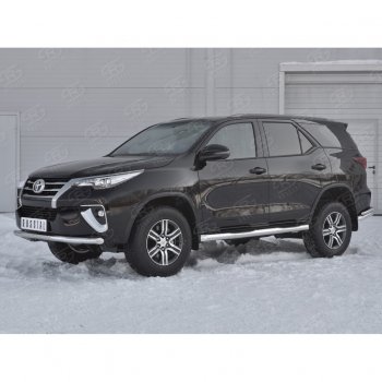 17 699 р. Защита переднего бампера (Ø63 мм, нержавейка) SLITKOFF Toyota Fortuner AN160 дорестайлинг (2015-2020)  с доставкой в г. Пермь. Увеличить фотографию 2
