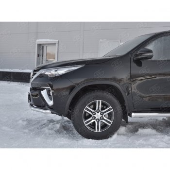 17 699 р. Защита переднего бампера (Ø63 мм, нержавейка) SLITKOFF Toyota Fortuner AN160 дорестайлинг (2015-2020)  с доставкой в г. Пермь. Увеличить фотографию 3