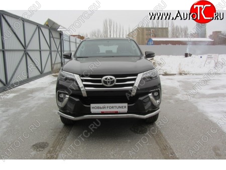 16 949 р. Защита переднего бампера Slitkoff (Ø 57 мм, волна)  Toyota Fortuner  AN160 (2015-2020) дорестайлинг (Нержавеющая сталь)  с доставкой в г. Пермь