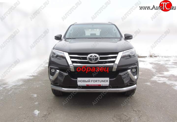 13 449 р. Защита переднего бампер Slitkoff Toyota Fortuner AN160 дорестайлинг (2015-2020) (Цвет: серебристый)  с доставкой в г. Пермь
