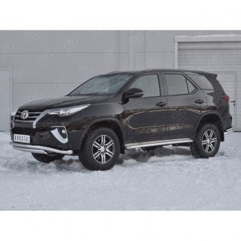 19 899 р. Защита переднего бампера (2 трубы Ø63 и 75х42 мм, нержавейка) Russtal Toyota Fortuner AN160 дорестайлинг (2015-2020)  с доставкой в г. Пермь. Увеличить фотографию 2