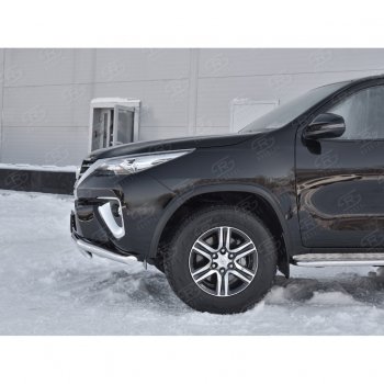 19 899 р. Защита переднего бампера (2 трубы Ø63 и 75х42 мм, нержавейка) Russtal Toyota Fortuner AN160 дорестайлинг (2015-2020)  с доставкой в г. Пермь. Увеличить фотографию 4