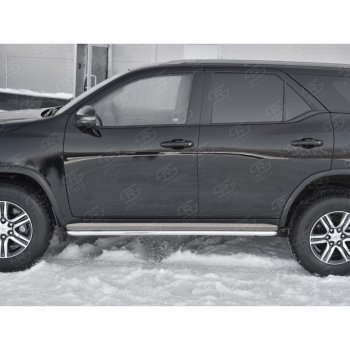 22 999 р. Широкая защита порогов с трубой диаметром 42 мм SLITKOFF v2 Toyota Fortuner AN160 рестайлинг (2020-2025)  с доставкой в г. Пермь. Увеличить фотографию 3