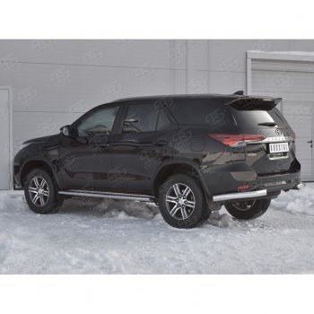 27 499 р. Защита заднего бампера (Ø76 мм уголки, нержавейка) SLITKOFF  Toyota Fortuner  AN160 (2015-2020) дорестайлинг  с доставкой в г. Пермь. Увеличить фотографию 2