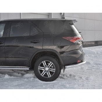 27 499 р. Защита заднего бампера (Ø76 мм уголки, нержавейка) SLITKOFF  Toyota Fortuner  AN160 (2015-2020) дорестайлинг  с доставкой в г. Пермь. Увеличить фотографию 3