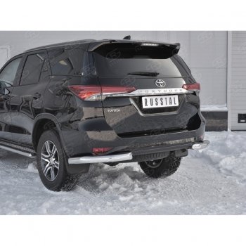27 499 р. Защита заднего бампера (Ø76 мм уголки, нержавейка) SLITKOFF  Toyota Fortuner  AN160 (2015-2020) дорестайлинг  с доставкой в г. Пермь. Увеличить фотографию 4