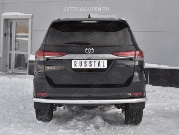 17 699 р. Защита заднего бампера (Ø63 мм, нержавейка) SLITKOFF  Toyota Fortuner  AN160 (2015-2020) дорестайлинг  с доставкой в г. Пермь. Увеличить фотографию 2