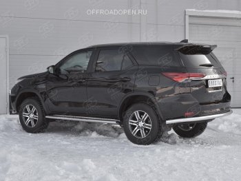 17 699 р. Защита заднего бампера (Ø63 мм, нержавейка) SLITKOFF  Toyota Fortuner  AN160 (2015-2020) дорестайлинг  с доставкой в г. Пермь. Увеличить фотографию 3