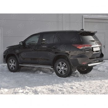 17 999 р. Защита заднего бампера (Ø63 мм короткая, нержавейка) SLITKOFF  Toyota Fortuner  AN160 (2015-2020) дорестайлинг  с доставкой в г. Пермь. Увеличить фотографию 2