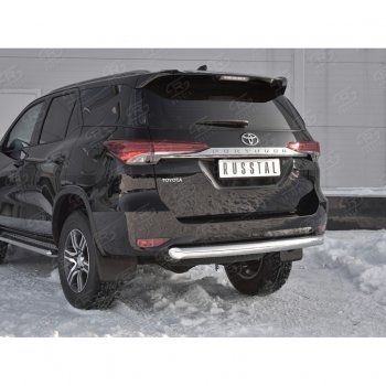 17 999 р. Защита заднего бампера (Ø63 мм короткая, нержавейка) SLITKOFF  Toyota Fortuner  AN160 (2015-2020) дорестайлинг  с доставкой в г. Пермь. Увеличить фотографию 4