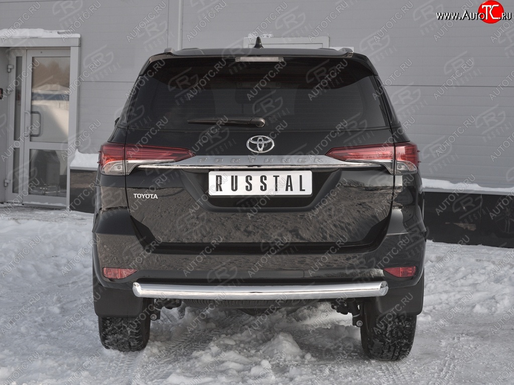 17 999 р. Защита заднего бампера (Ø63 мм короткая, нержавейка) SLITKOFF  Toyota Fortuner  AN160 (2015-2020) дорестайлинг  с доставкой в г. Пермь