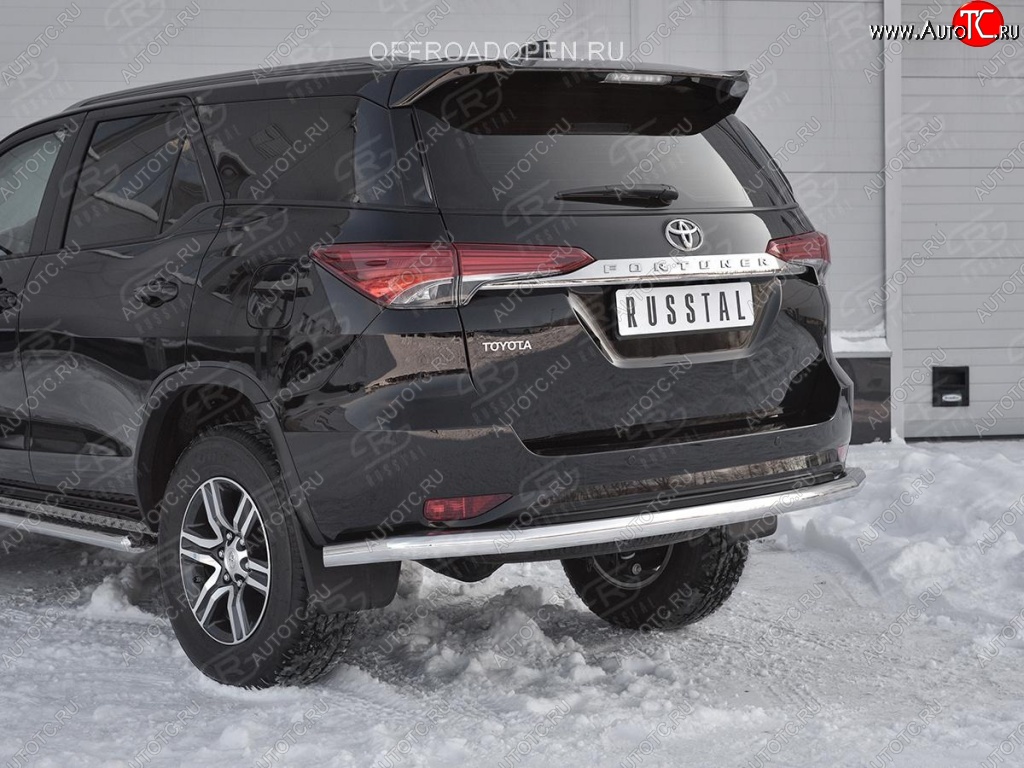 17 699 р. Защита заднего бампера (Ø63 мм, нержавейка) SLITKOFF  Toyota Fortuner  AN160 (2015-2020) дорестайлинг  с доставкой в г. Пермь