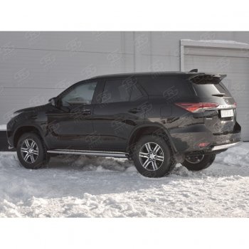13 699 р. Защита заднего бампера (Ø75х42 мм, нержавейка) Russtal Toyota Fortuner AN160 дорестайлинг (2015-2020)  с доставкой в г. Пермь. Увеличить фотографию 2
