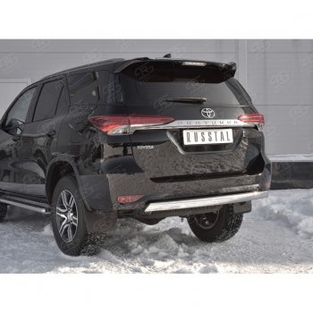 13 699 р. Защита заднего бампера (Ø75х42 мм, нержавейка) Russtal Toyota Fortuner AN160 дорестайлинг (2015-2020)  с доставкой в г. Пермь. Увеличить фотографию 4