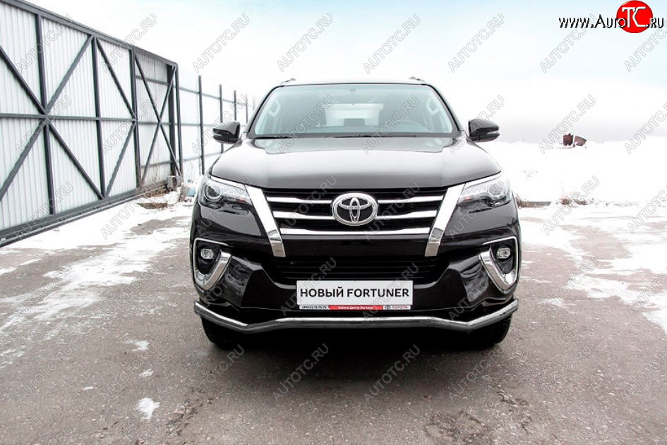 11 849 р. Защита переднего бампера Slitkoff (Ø 57 мм, волна).  Toyota Fortuner  AN160 (2015-2020) дорестайлинг (Сталь с полимерным покрытием. Цвет: серебристый)  с доставкой в г. Пермь
