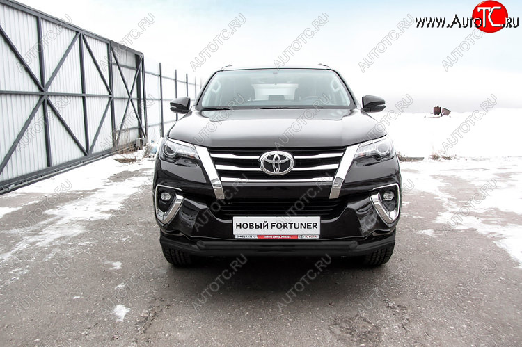 15 899 р. Защита переднего бампера Slitkoff (Ø 76+Ø 57 мм, двойная). Toyota Fortuner AN160 дорестайлинг (2015-2020) (Сталь с полимерным покрытием. Цвет: черный)  с доставкой в г. Пермь