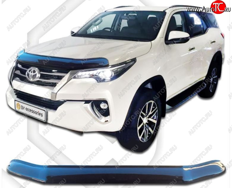 2 379 р. Дефлектор капота CA-Plastic Toyota Fortuner AN160 дорестайлинг (2015-2020) (Classic черный, Без надписи)  с доставкой в г. Пермь