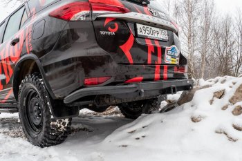 48 999 р. Бампер силовой задний РИФ Toyota Fortuner AN160 дорестайлинг (2015-2020) (С квадратом под фаркоп)  с доставкой в г. Пермь. Увеличить фотографию 9