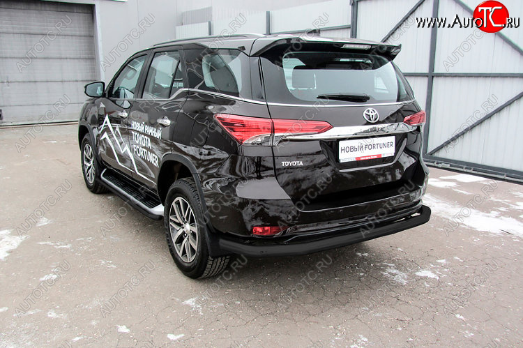 9 999 р. Защита заднего бампера Slitkoff (Ø 76 мм, длинная)  Toyota Fortuner  AN160 (2015-2020) дорестайлинг (Сталь с полимерным покрытием. Цвет: черный)  с доставкой в г. Пермь