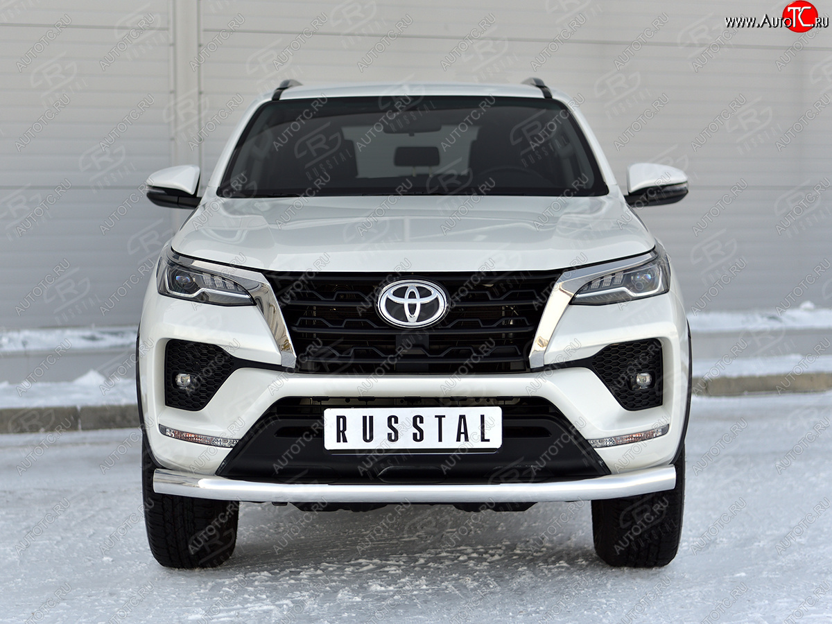 20 949 р. Защита переднего бампера (Ø76 мм, нержавейка) SLITKOFF  Toyota Fortuner  AN160 (2020-2025) рестайлинг  с доставкой в г. Пермь