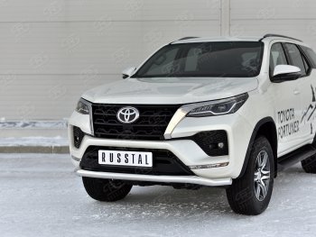 19 799 р. Защита переднего бампера (Ø63 мм, нержавейка) SLITKOFF Toyota Fortuner AN160 рестайлинг (2020-2025)  с доставкой в г. Пермь. Увеличить фотографию 2