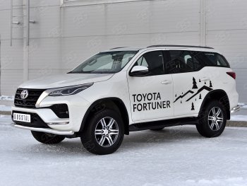 19 799 р. Защита переднего бампера (Ø63 мм, нержавейка) SLITKOFF Toyota Fortuner AN160 рестайлинг (2020-2025)  с доставкой в г. Пермь. Увеличить фотографию 3