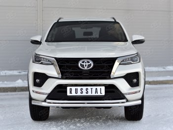 22 999 р. Защита переднего бампера (2 трубы Ø63 и 42 мм, нержавейка) SLITKOFF  Toyota Fortuner  AN160 (2020-2025) рестайлинг  с доставкой в г. Пермь. Увеличить фотографию 3