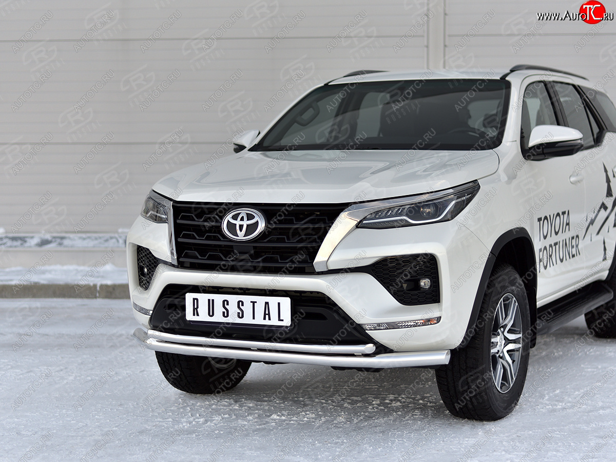 22 999 р. Защита переднего бампера (2 трубы Ø63 и 42 мм, нержавейка) SLITKOFF  Toyota Fortuner  AN160 (2020-2025) рестайлинг  с доставкой в г. Пермь