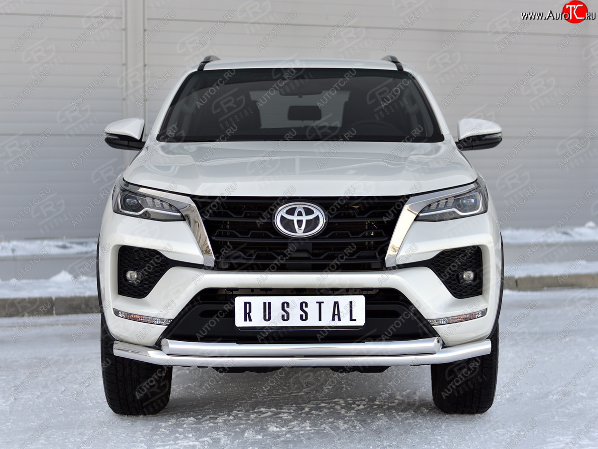 26 549 р. Защита переднего бампера (2 трубы Ø63, нержавейка) SLITKOFF  Toyota Fortuner  AN160 (2020-2025) рестайлинг  с доставкой в г. Пермь