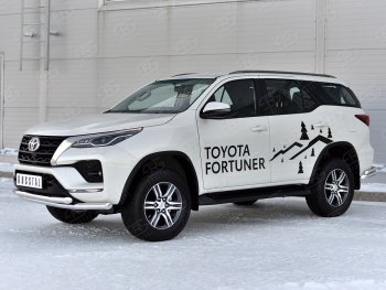 26 549 р. Защита переднего бампера (2 трубы Ø63, нержавейка) SLITKOFF  Toyota Fortuner  AN160 (2020-2025) рестайлинг  с доставкой в г. Пермь. Увеличить фотографию 3