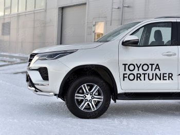 26 549 р. Защита переднего бампера (2 трубы Ø63, нержавейка) SLITKOFF  Toyota Fortuner  AN160 (2020-2025) рестайлинг  с доставкой в г. Пермь. Увеличить фотографию 4