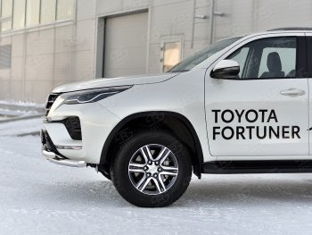 28 999 р. Защита переднего бампера (Ø63 мм с клыками, нержавейка) SLITKOFF  Toyota Fortuner  AN160 (2020-2025) рестайлинг  с доставкой в г. Пермь. Увеличить фотографию 4