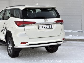 Защита заднего бампера (Ø63 мм, нержавейка) SLITKOFF Toyota Fortuner  AN160 (2020-2025) рестайлинг