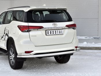 21 399 р. Защита заднего бампера (2 трубы Ø63 и 42 мм, нержавейка) SLITKOFF  Toyota Fortuner  AN160 (2020-2025) рестайлинг  с доставкой в г. Пермь. Увеличить фотографию 2