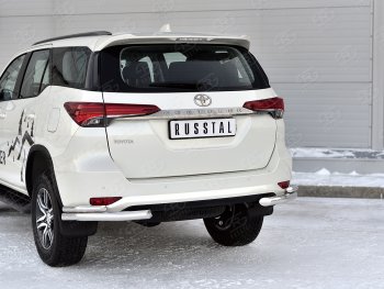 19 799 р. Защита заднего бампера (Ø63 и 42 мм, нержавейка) SLITKOFF  Toyota Fortuner  AN160 (2020-2025) рестайлинг  с доставкой в г. Пермь. Увеличить фотографию 2