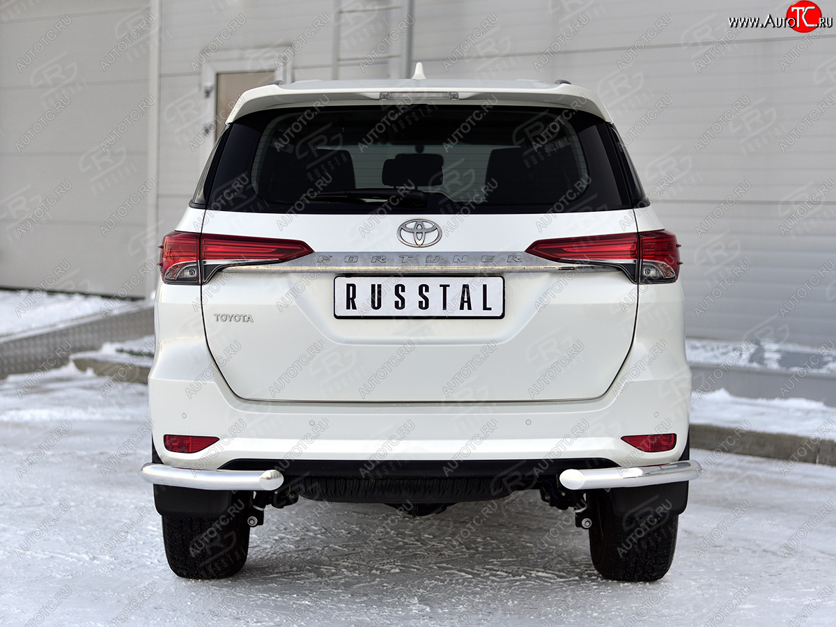 17 949 р. Защита заднего бампера (Ø63 мм уголки, нержавейка) SLITKOFF  Toyota Fortuner  AN160 (2020-2025) рестайлинг  с доставкой в г. Пермь