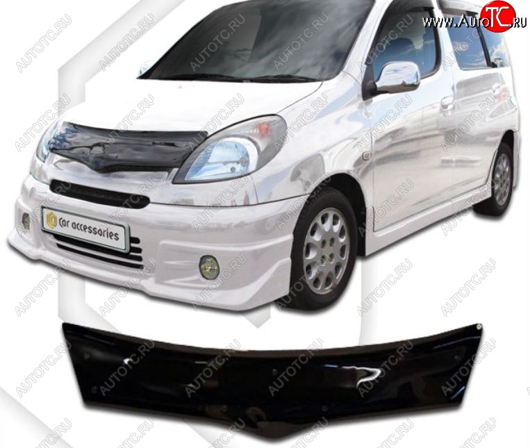1 999 р. Дефлектор капота CA-Plastic  Toyota Funcargo (1999-2005) дорестайлинг, рестайлинг (Classic черный, Без надписи)  с доставкой в г. Пермь