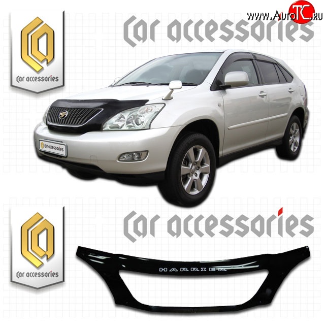 2 899 р. Дефлектор капота CA-Plastic exclusive  Toyota Harrier  XU30 (2003-2013) (Classic черный, Без надписи)  с доставкой в г. Пермь