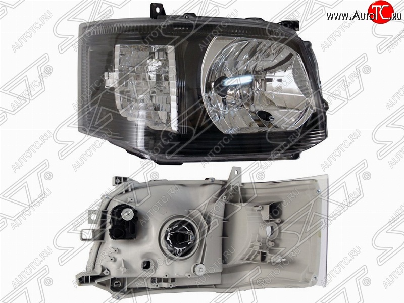 3 399 р. Правая фара передняя SAT (черная) Toyota Hiace H200 минивэн (Япония) 2-ой рестайлинг (2010-2013)  с доставкой в г. Пермь