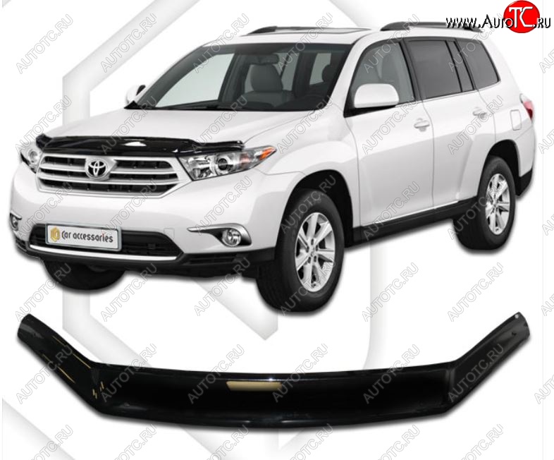 2 159 р. Дефлектор капота CA-Plastiс  Toyota Highlander  XU40 (2010-2013) рестайлинг (Classic черный, Без надписи)  с доставкой в г. Пермь