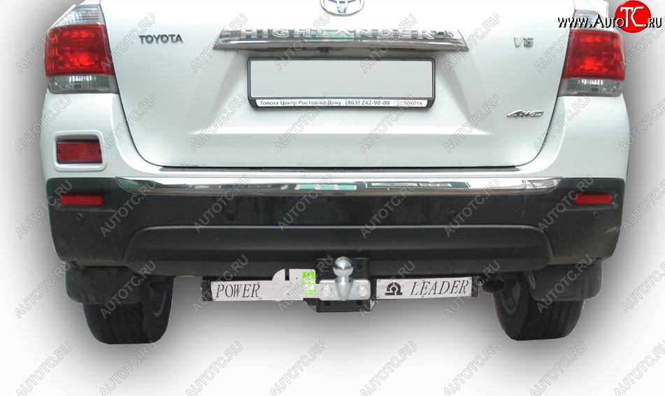 12 499 р. Фаркоп Лидер Плюс (съемный шар тип F, с нержавеющей пластиной) Toyota Highlander XU40 рестайлинг (2010-2013) (Без электропакета)  с доставкой в г. Пермь