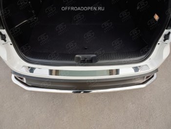 1 999 р. Накладка на задний бампер Russtal Toyota Highlander XU50 рестайлинг (2016-2020) (полированная нержавейка)  с доставкой в г. Пермь. Увеличить фотографию 3