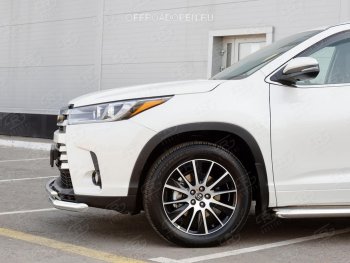 21 449 р. Защита переднего бампера (2 трубы Ø63 и 42 мм, нержавейка) SLITKOFF  Toyota Highlander  XU50 (2013-2017) дорестайлинг  с доставкой в г. Пермь. Увеличить фотографию 2