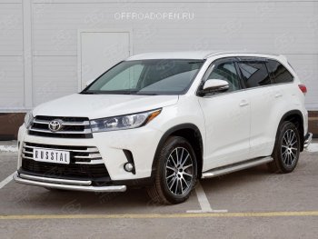 21 449 р. Защита переднего бампера (2 трубы Ø63 и 42 мм, нержавейка) SLITKOFF  Toyota Highlander  XU50 (2013-2017) дорестайлинг  с доставкой в г. Пермь. Увеличить фотографию 3