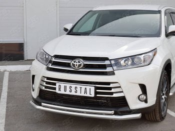 21 449 р. Защита переднего бампера (2 трубы Ø63 и 42 мм, нержавейка) SLITKOFF Toyota Highlander XU50 рестайлинг (2016-2020)  с доставкой в г. Пермь. Увеличить фотографию 2