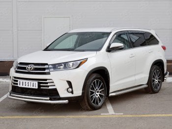 21 449 р. Защита переднего бампера (2 трубы Ø63 и 42 мм, нержавейка) SLITKOFF Toyota Highlander XU50 рестайлинг (2016-2020)  с доставкой в г. Пермь. Увеличить фотографию 3